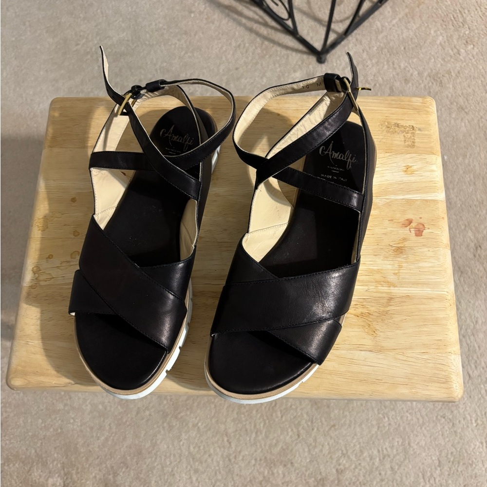 Amalfi Black Lace-Up Sandals with Wide Straps